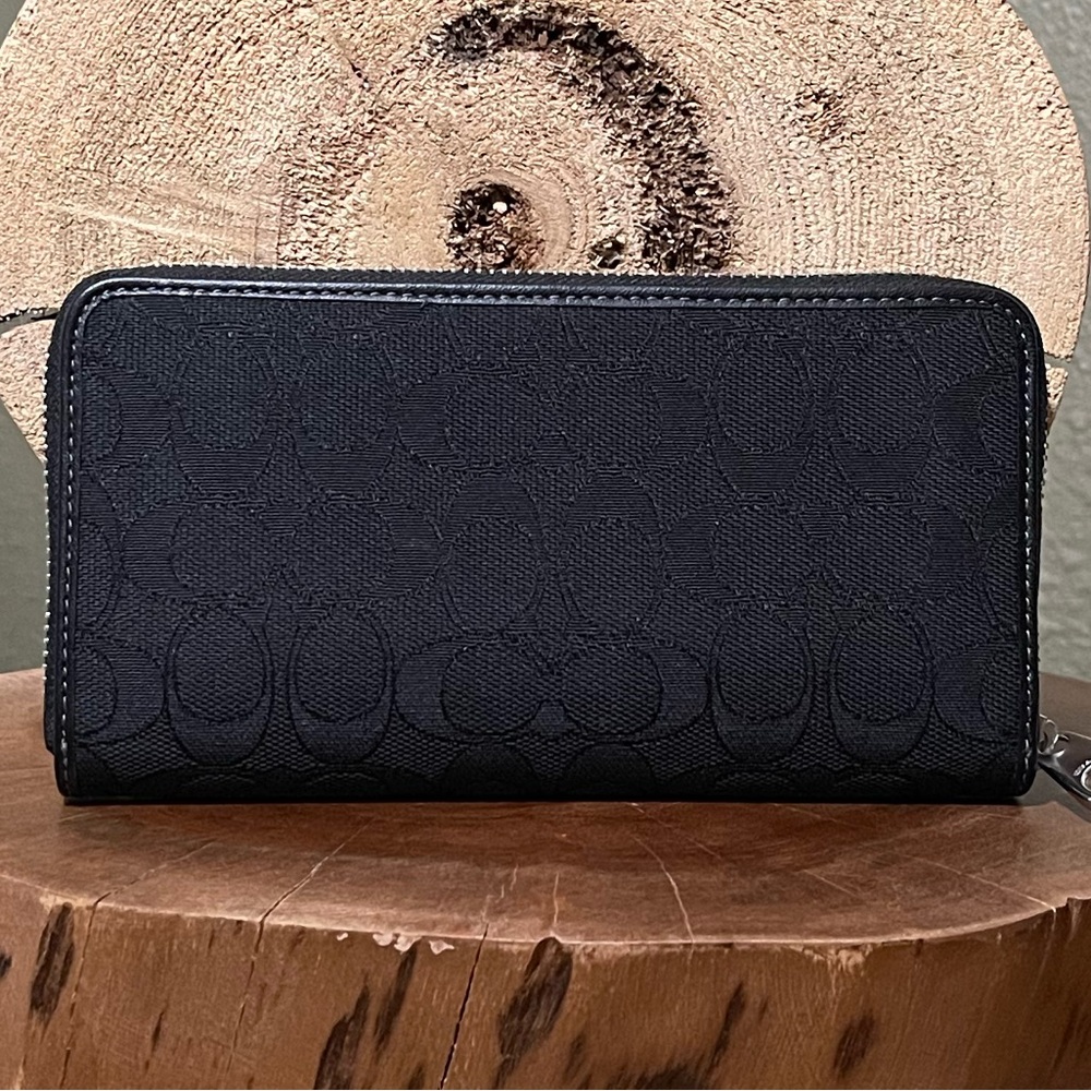 NEW COACH LONG ZIP AROUND WALLET IN SIGNATURE JACQUARD & REFINED CALF LEATHER - Picture 5 of 16